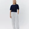 ABIGAILESW TROUSERS - Antique White w Blue