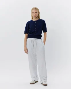 ABIGAILESW TROUSERS - Antique White w Blue