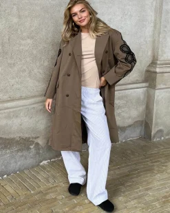 ABIGAILESW TROUSERS - Camel striped