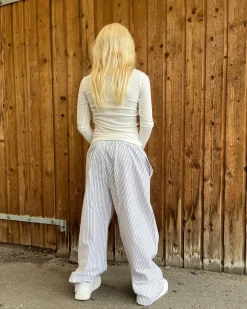 ABIGAILESY TROUSERS - Dark Blue striped