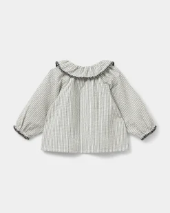ALMINASB BLOUSE - Black thin stripe