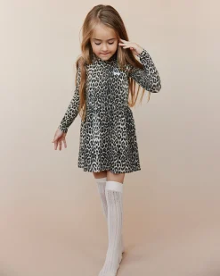 BERRASK RIB DRESS - Light brown leopard