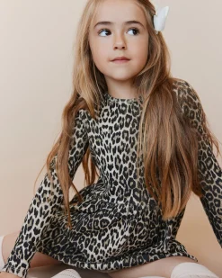 BERRASK RIB DRESS - Light brown leopard