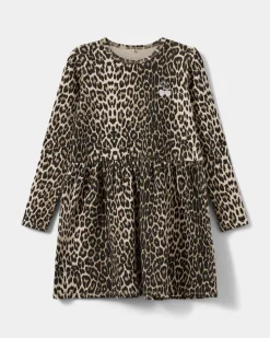 BERRASK RIB DRESS - Light brown leopard