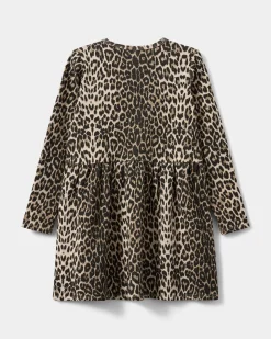BERRASK RIB DRESS - Light brown leopard