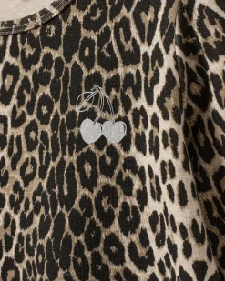 BERRASK RIB DRESS - Light brown leopard