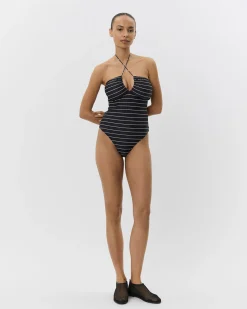 CHELLESW SWIMSUIT - Black striped