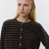 CISSESW STRIPE CARDIGAN - Dark Brown Black striped