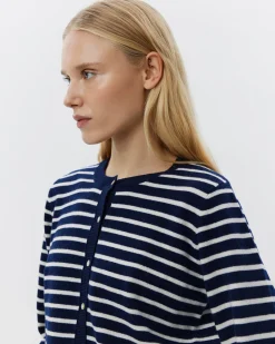 CISSESW STRIPE CARDIGAN - Dark Blue striped