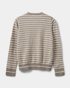 CISSESW STRIPE CARDIGAN - Light Brown Striped