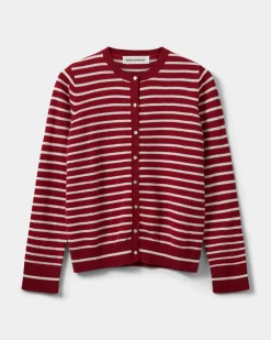 CISSESW STRIPE CARDIGAN - Red Striped