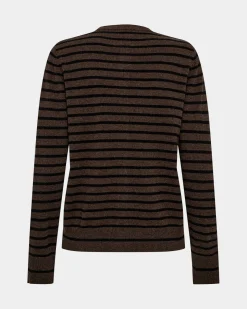 CISSESW STRIPE CARDIGAN - Dark Brown Black striped