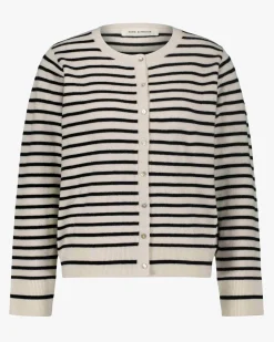 CISSESW STRIPE CARDIGAN - Black Off white