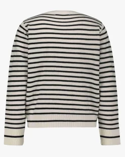 CISSESW STRIPE CARDIGAN - Black Off white