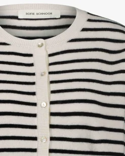 CISSESW STRIPE CARDIGAN - Black Off white