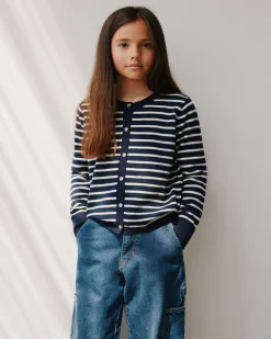CISSESY STRIPE CARDIGAN - Dark Blue striped