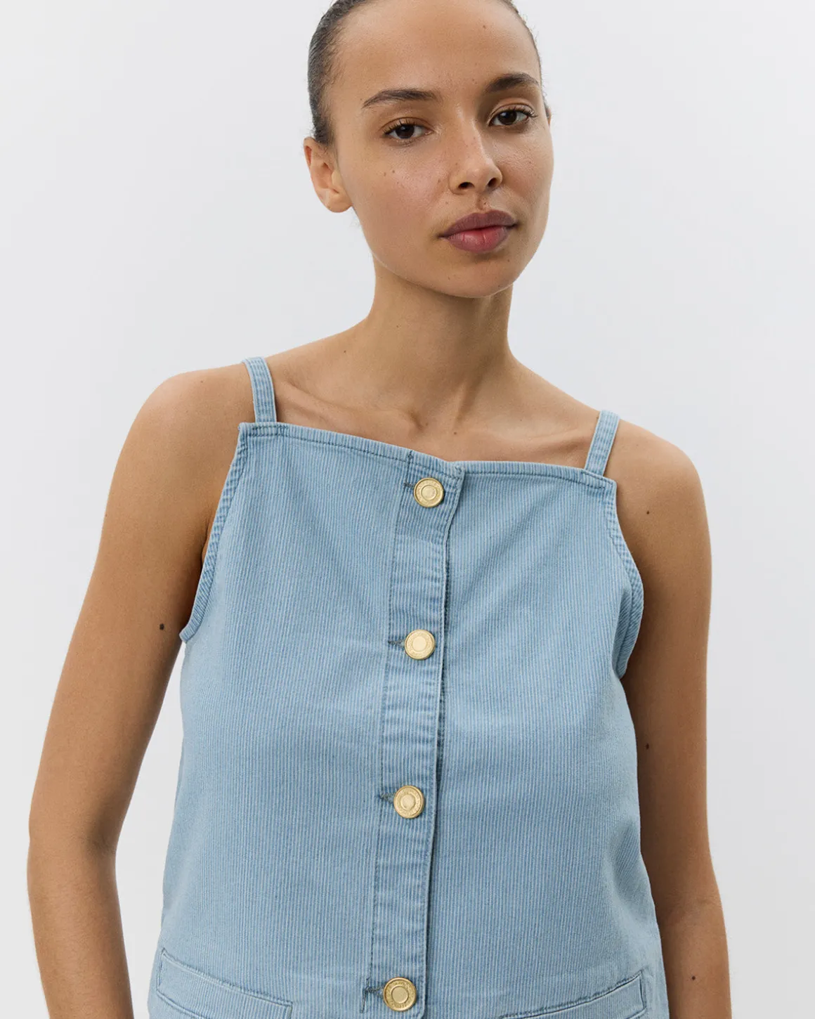 DEMISW VEST - Light Blue striped