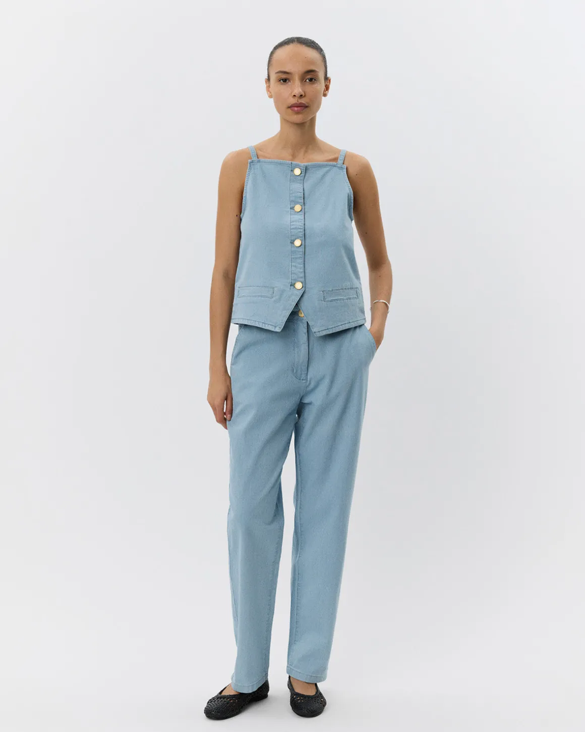 DEMISW VEST - Light Blue striped