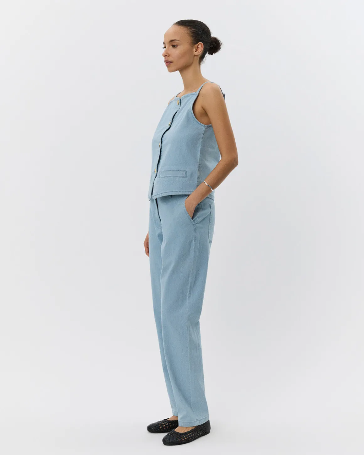 DEMISW VEST - Light Blue striped