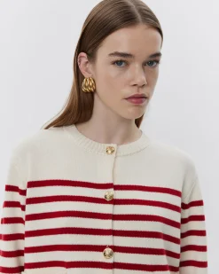 ELICASW CARDIGAN - Red Striped
