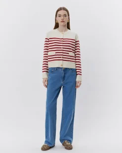 ELICASW CARDIGAN - Red Striped