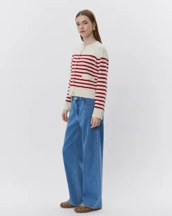 ELICASW CARDIGAN - Red Striped