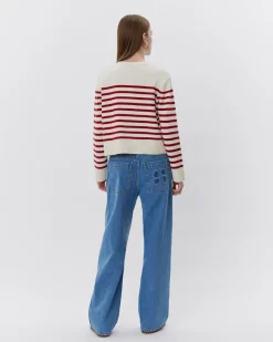 ELICASW CARDIGAN - Red Striped