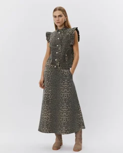 FARAHSW VEST - Light brown leopard