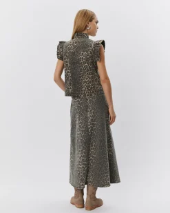 FARAHSW VEST - Light brown leopard