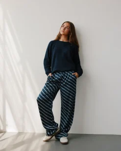 FIASY HIGH WAIST TROUSERS - Navy Blue