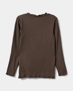 FINJASK T-SHIRT LONG SLEEVE - Chocolate brown
