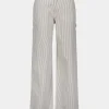 GITTESW TROUSERS - Light Brown Striped