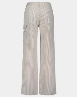 GITTESW TROUSERS - Light Brown Striped