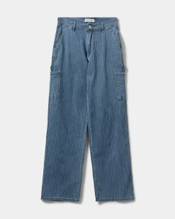 GITTESW TROUSERS - Light Blue striped