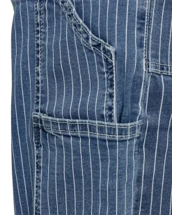 GITTESW TROUSERS - Light Blue striped