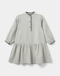 INDICASK DRESS - Black thin stripe