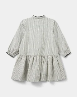 INDICASK DRESS - Black thin stripe