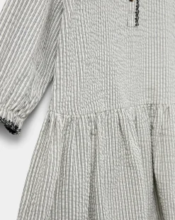 INDICASK DRESS - Black thin stripe