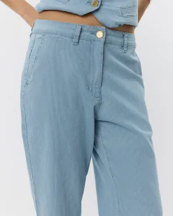 IRISHSW TROUSERS - Light Blue striped