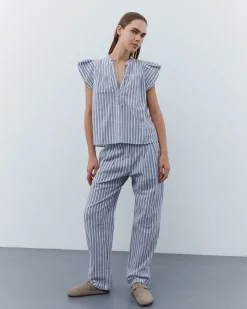 LeahSW Trousers - Blue striped