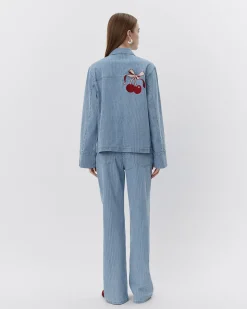 LYONSW TROUSERS - Blue striped