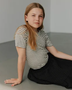 NATALIASY RIB T-SHIRT - Grey Striped