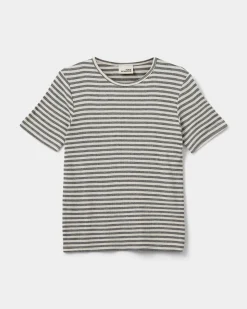NATALIASY RIB T-SHIRT - Grey Striped