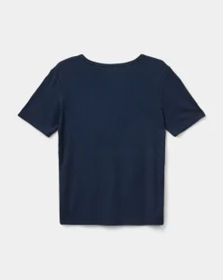 NATALIASY RIB T-SHIRT - Navy