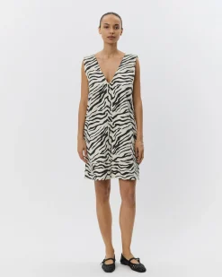 OLYMPESW ZEBRA DRESS - Light yellow