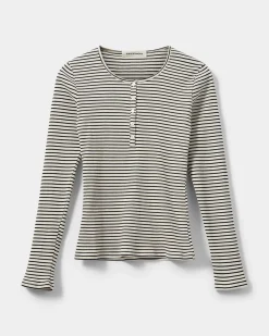 PAXSW T-SHIRT LONG SLEEVE - Black striped