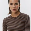 PETRICIASW STRIPE T-SHIRT LONG SLEEVE - Light Brown Black striped