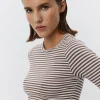 PETRICIASW STRIPE T-SHIRT LONG SLEEVE - Brown Striped