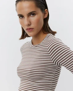 PETRICIASW STRIPE T-SHIRT LONG SLEEVE - Brown Striped