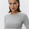 PETRICIASW STRIPE T-SHIRT LONG SLEEVE - Grey Striped